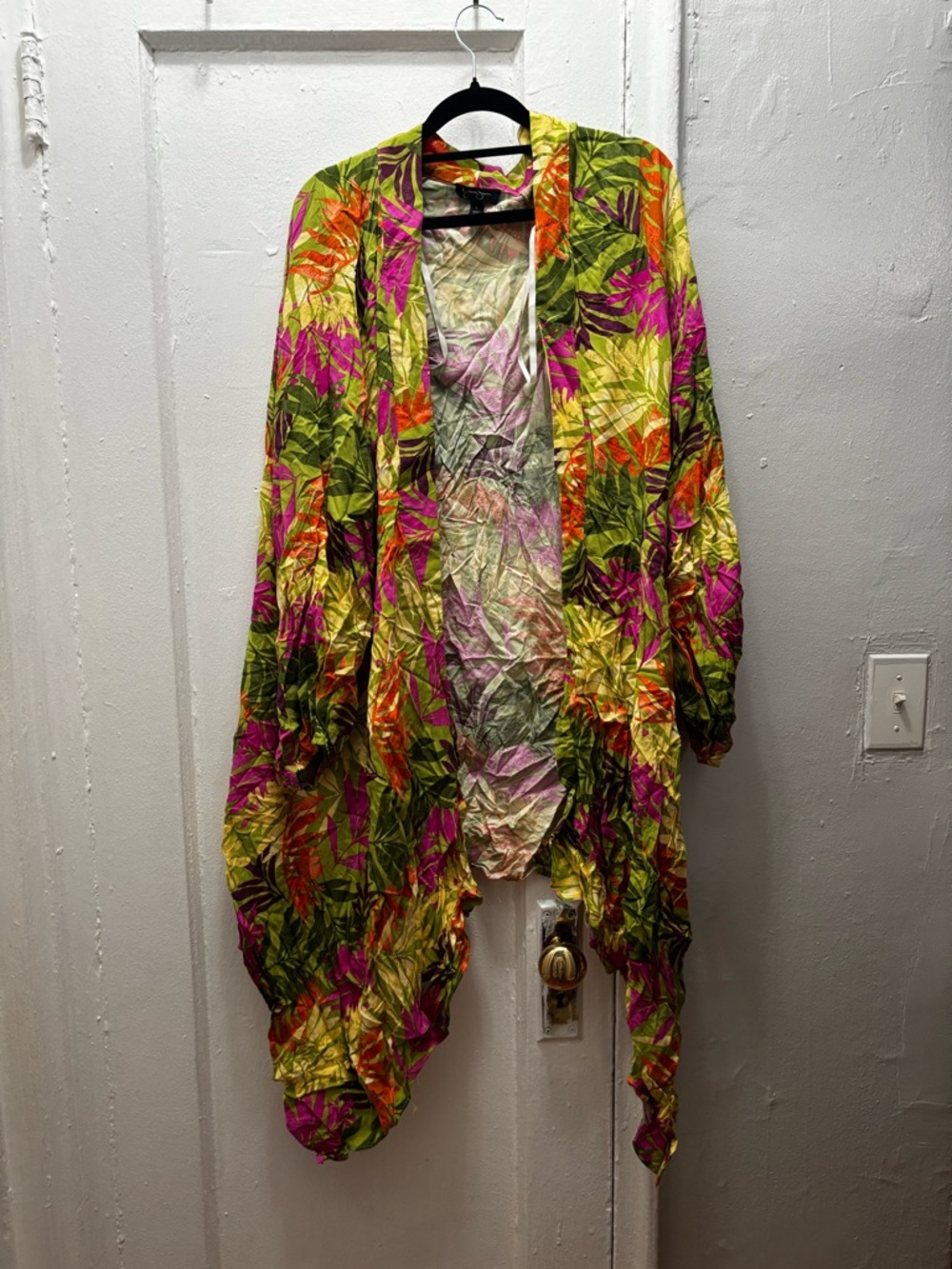Jessica Simpson Tropical Print Open-Front Cardigan - Green, Pink, Orange